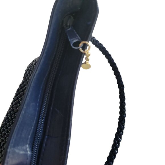 Metal Mesh Shoulder Bag Navy Blue Womens 12x9" Braided Strap Whimsy Coastal - Picture 9 of 16